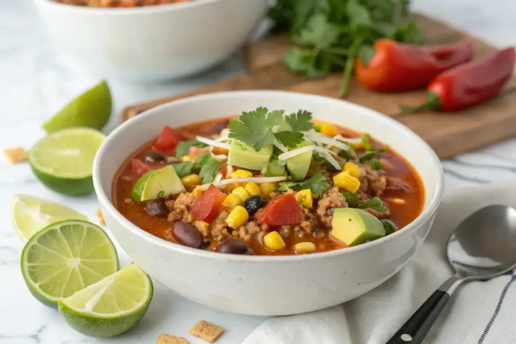 Low-calorie taco soup variation