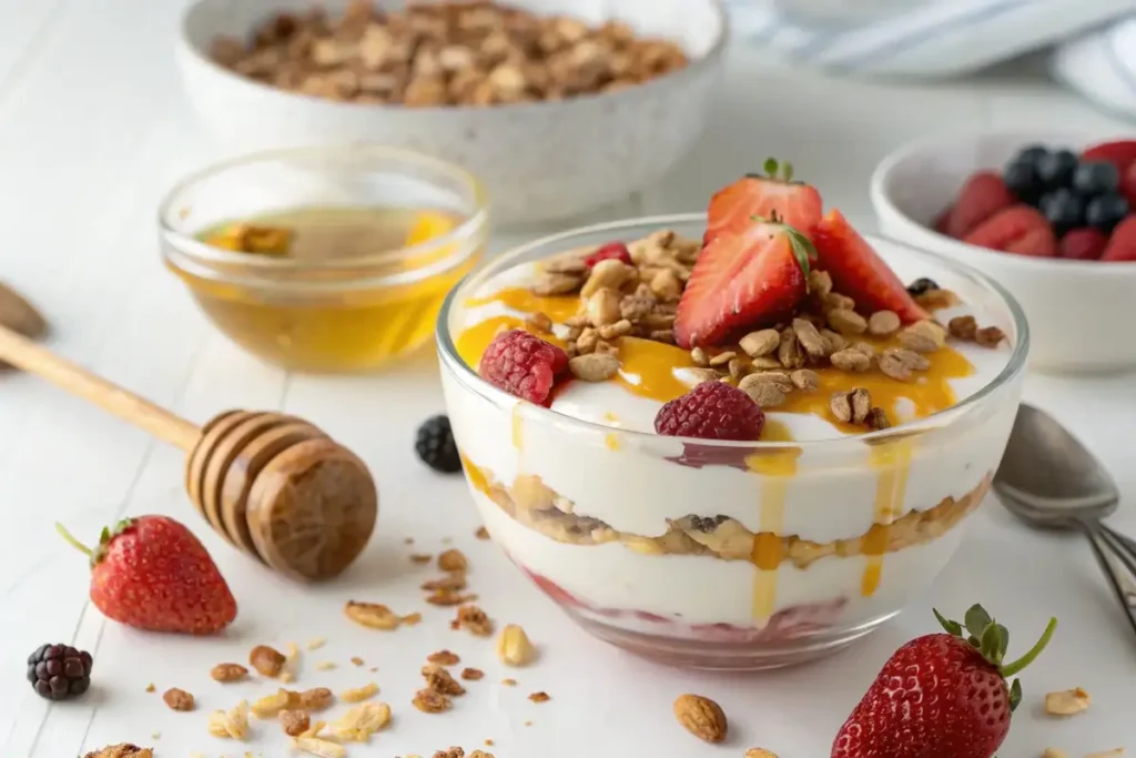 Greek Yogurt Parfait with Nuts and Honey	