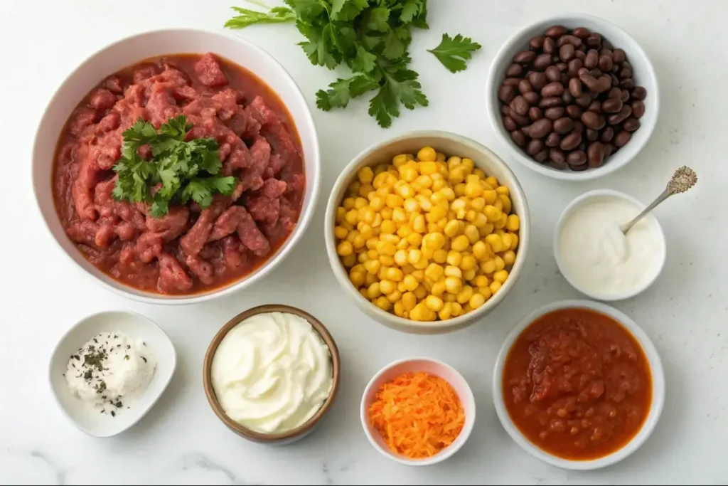 Ingredients for Taco Soup Frios