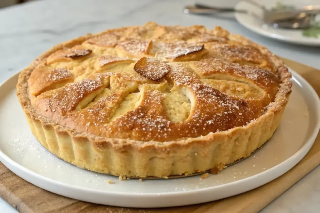 Granulated sugar on pie crust