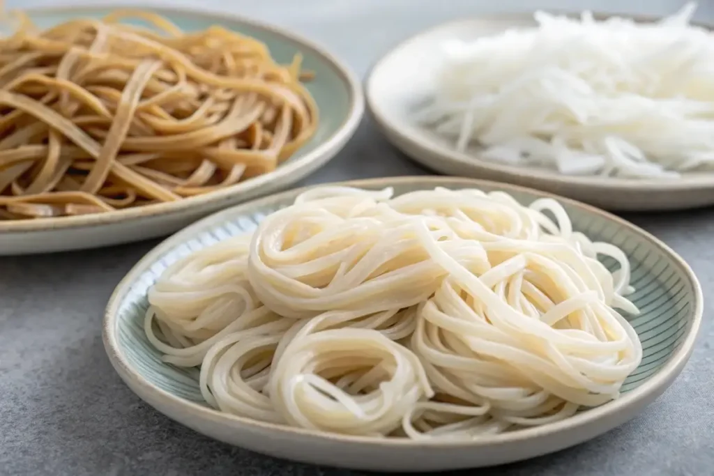 Rice flour noodles compared to traditional	